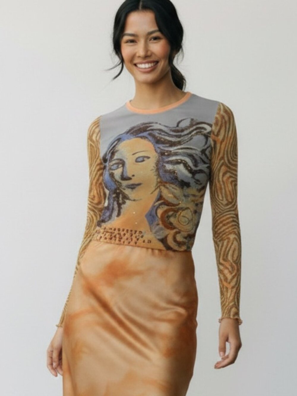Vintage Y2K Steilmann Sheer Birth of Venus Top Size M